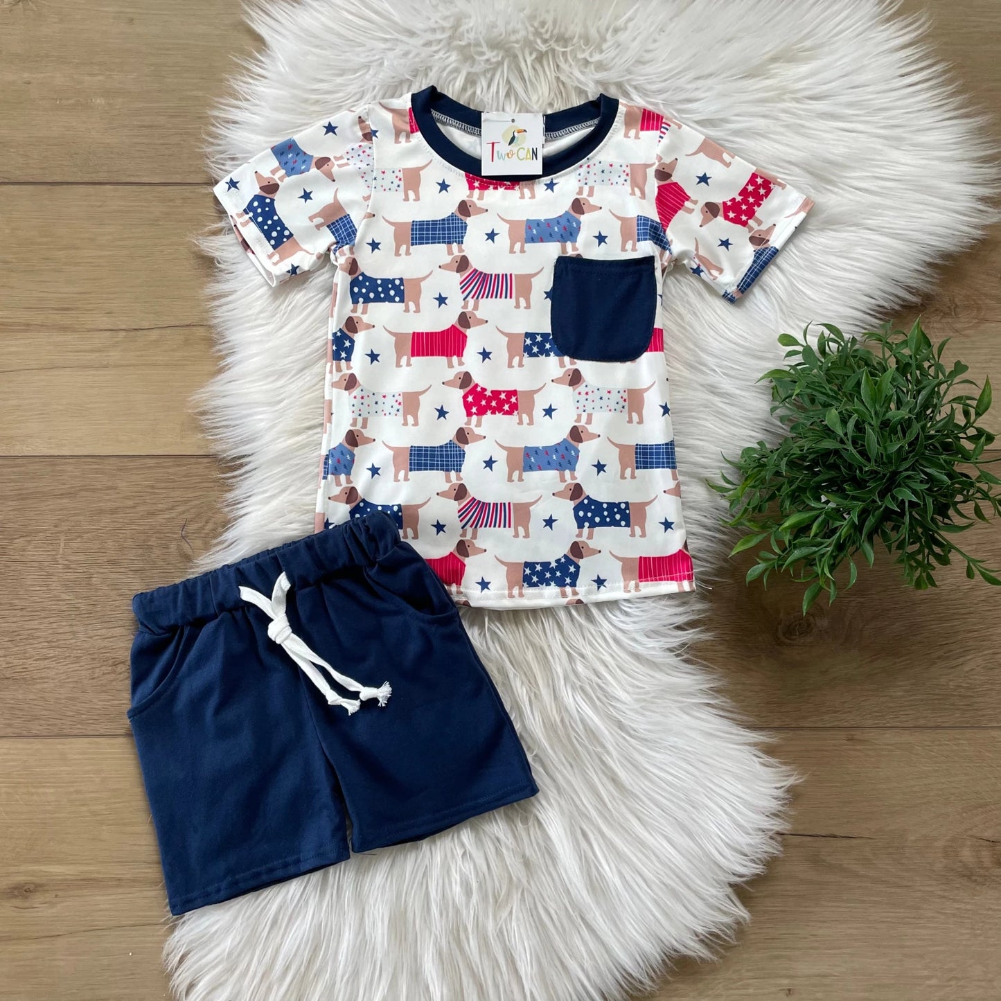 Americana Pups Boys Short Set by TwoCan