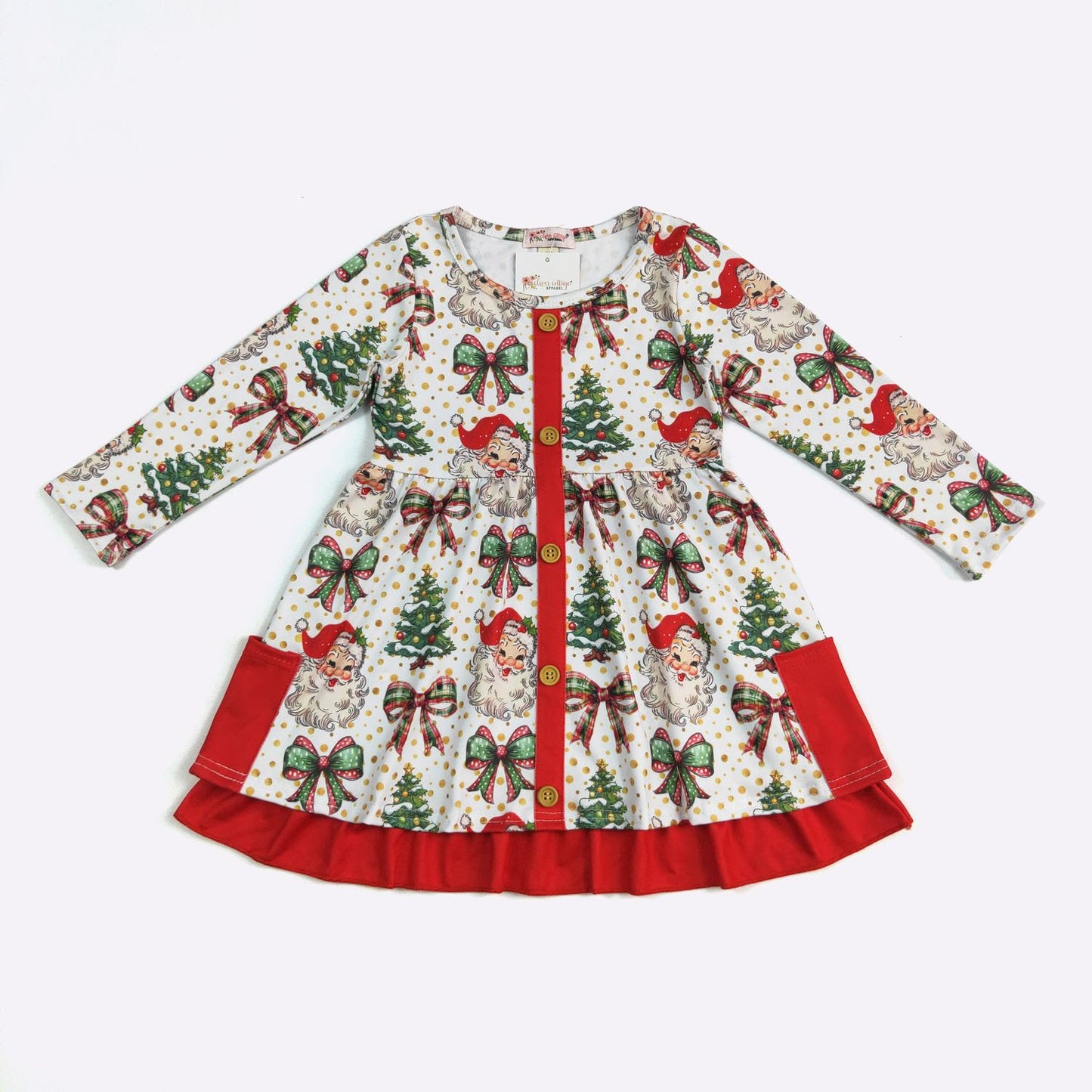Golden Dot Santa Dress By Clover Cottage