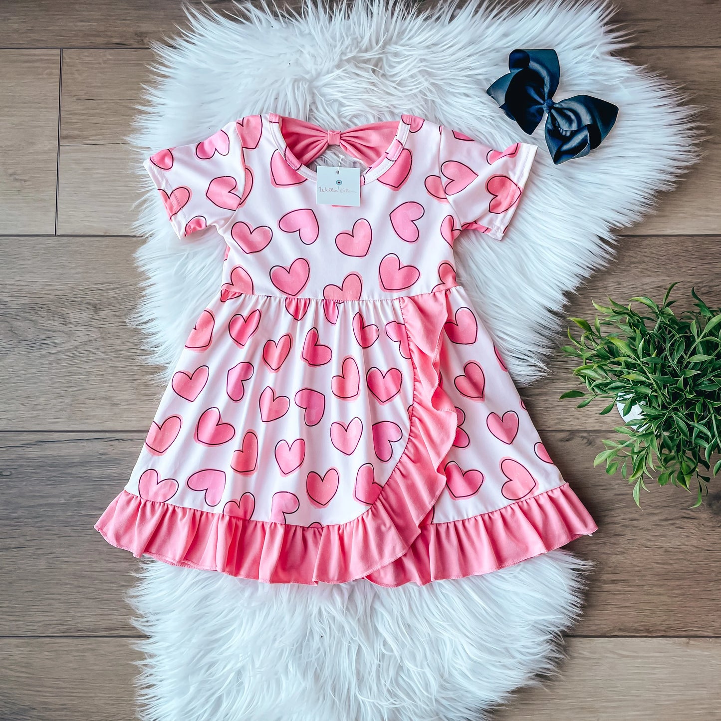 Pre-Order Pink Hearts Dress by Wellie Kate