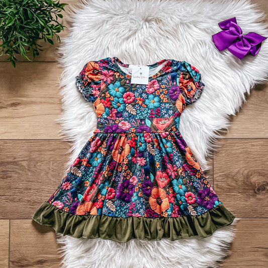 Embroidered Flowers Dress by Wellie Kate