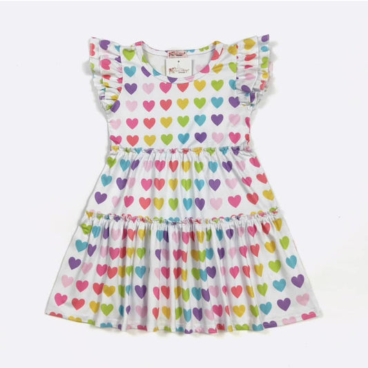 Bright Hearted Girls Dress by Clover Cottage