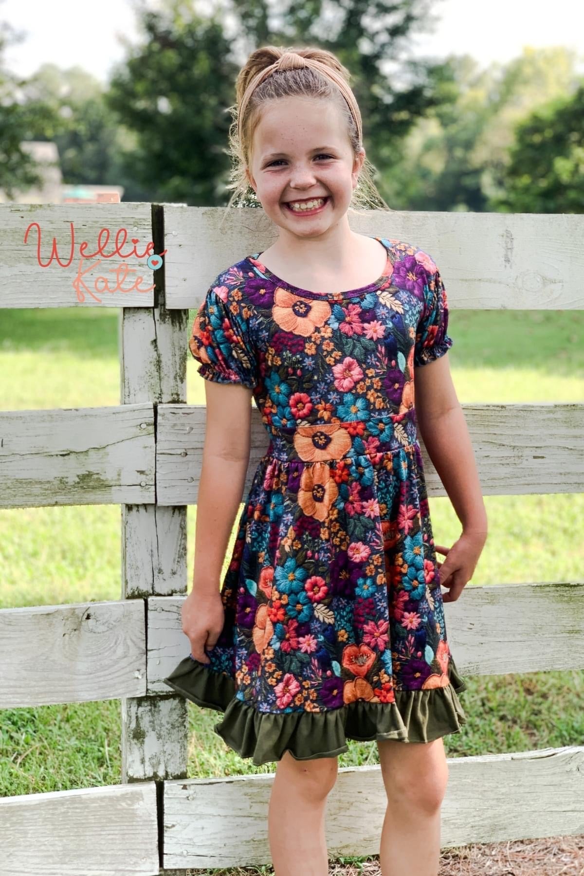 Embroidered Flowers Dress by Wellie Kate
