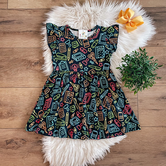 Pre-Order Neon School Supplies Dress by TwoCan