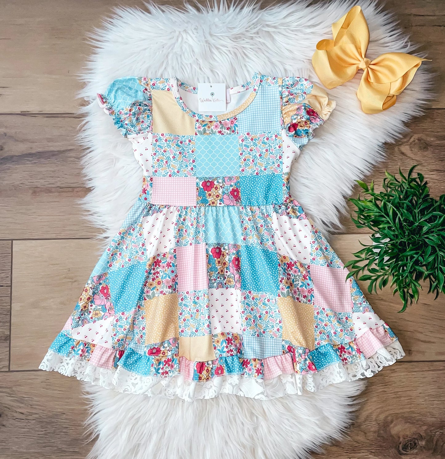 Floral Patchwork Dress by Wellie Kate