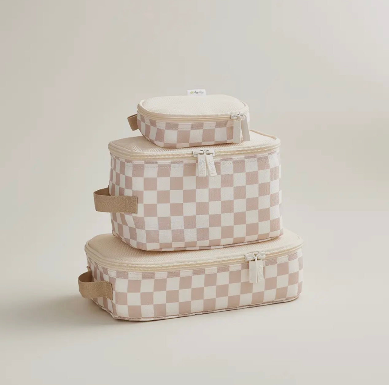 Taupe Checkerboard Pack Like A Boss Packing Cubes