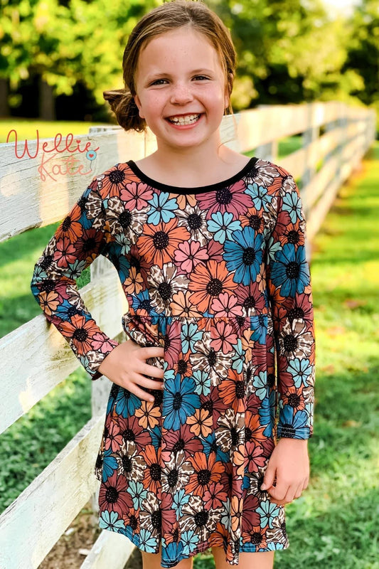 Harvest Flowers Bow Back Dress by Wellie Kate
