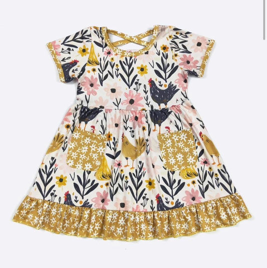 Hen Harvest Girls Dress By Clover Cottage