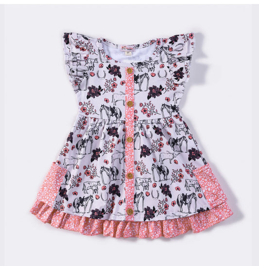 Coral Frontier Dress By Clover Cottage