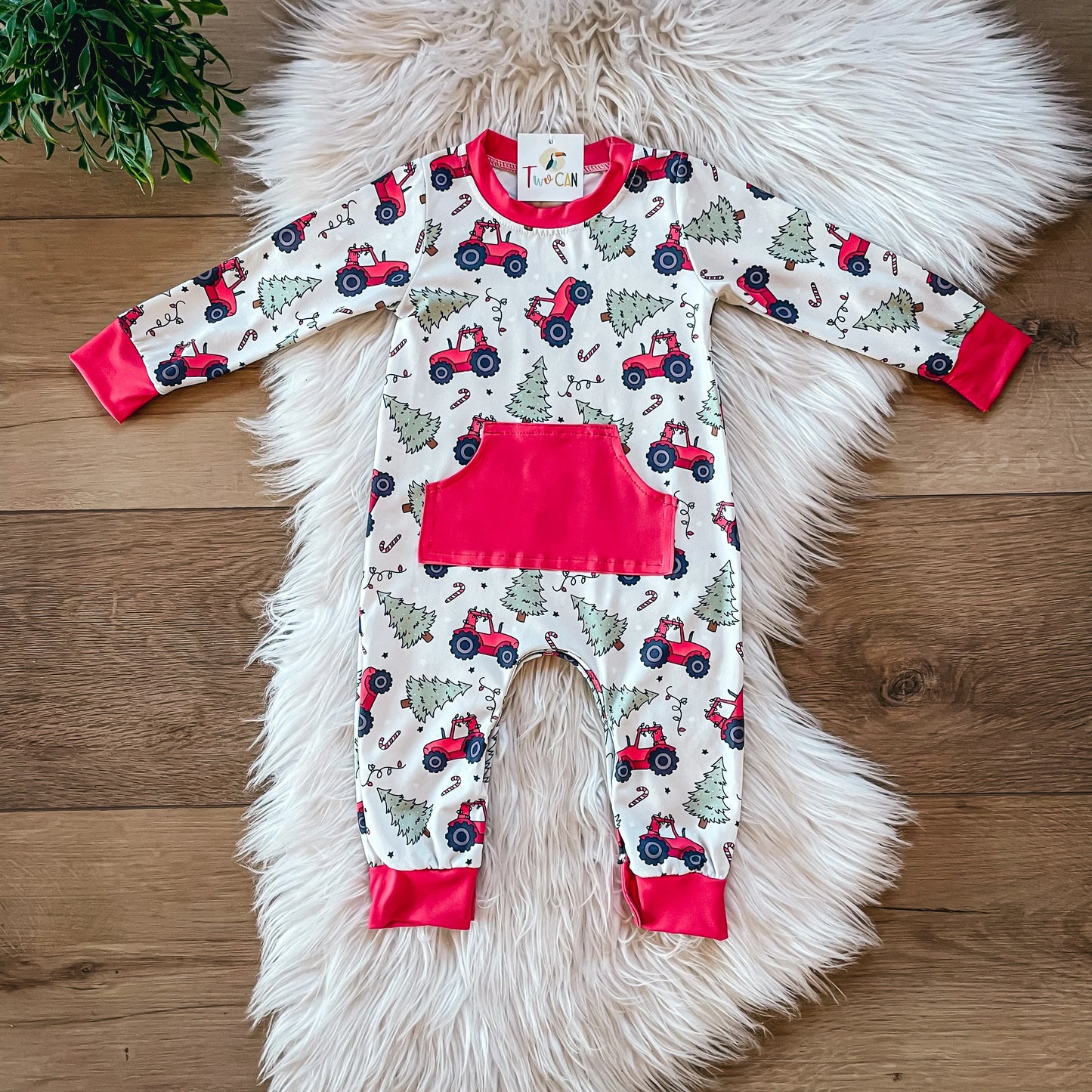 Christmas Tractor Infant Romper by Pete + Lucy