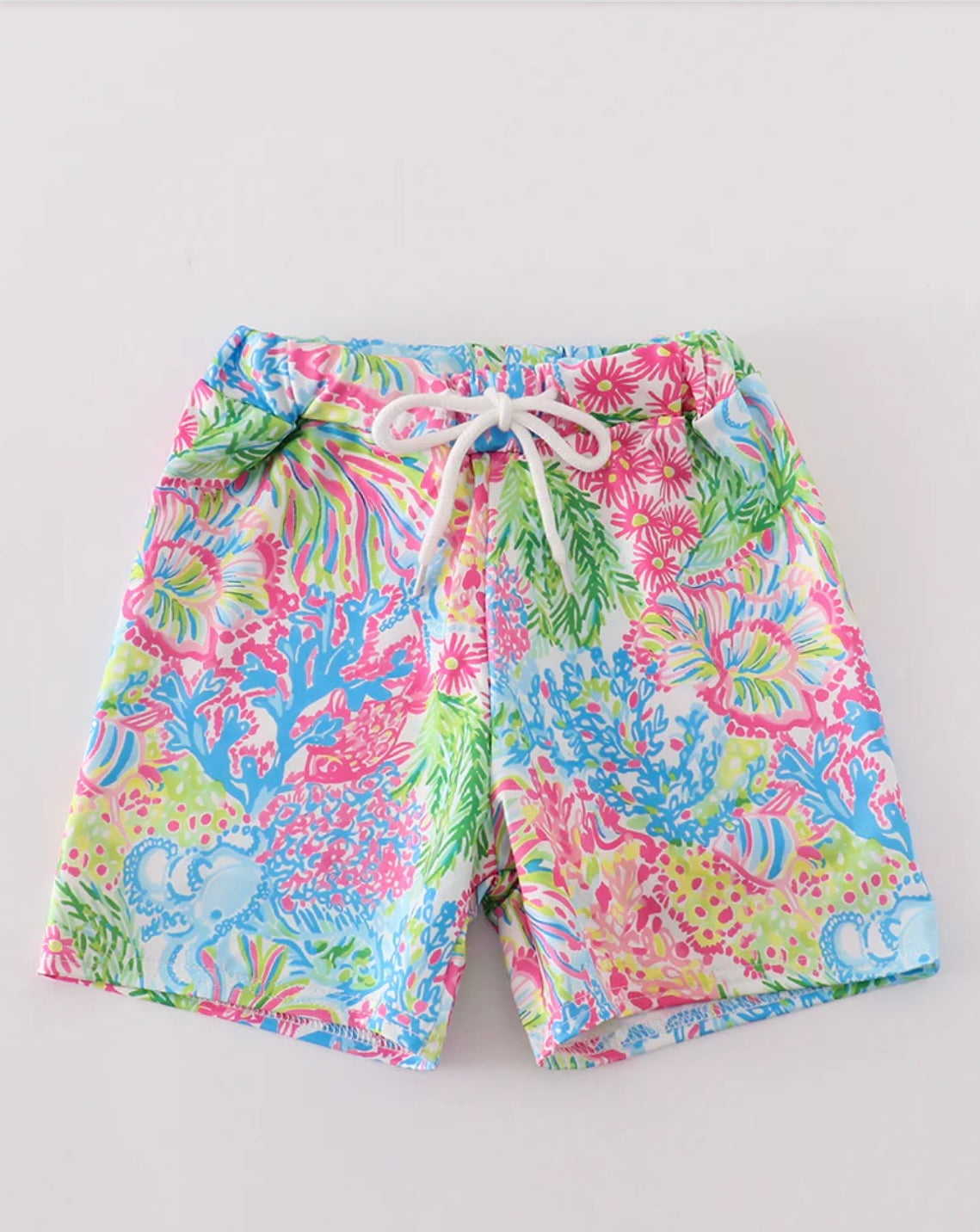 Pink Tropical Boys Swim Trunks