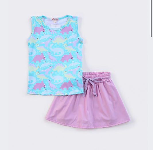 Dino Girls Skort Set By Clover Cottage