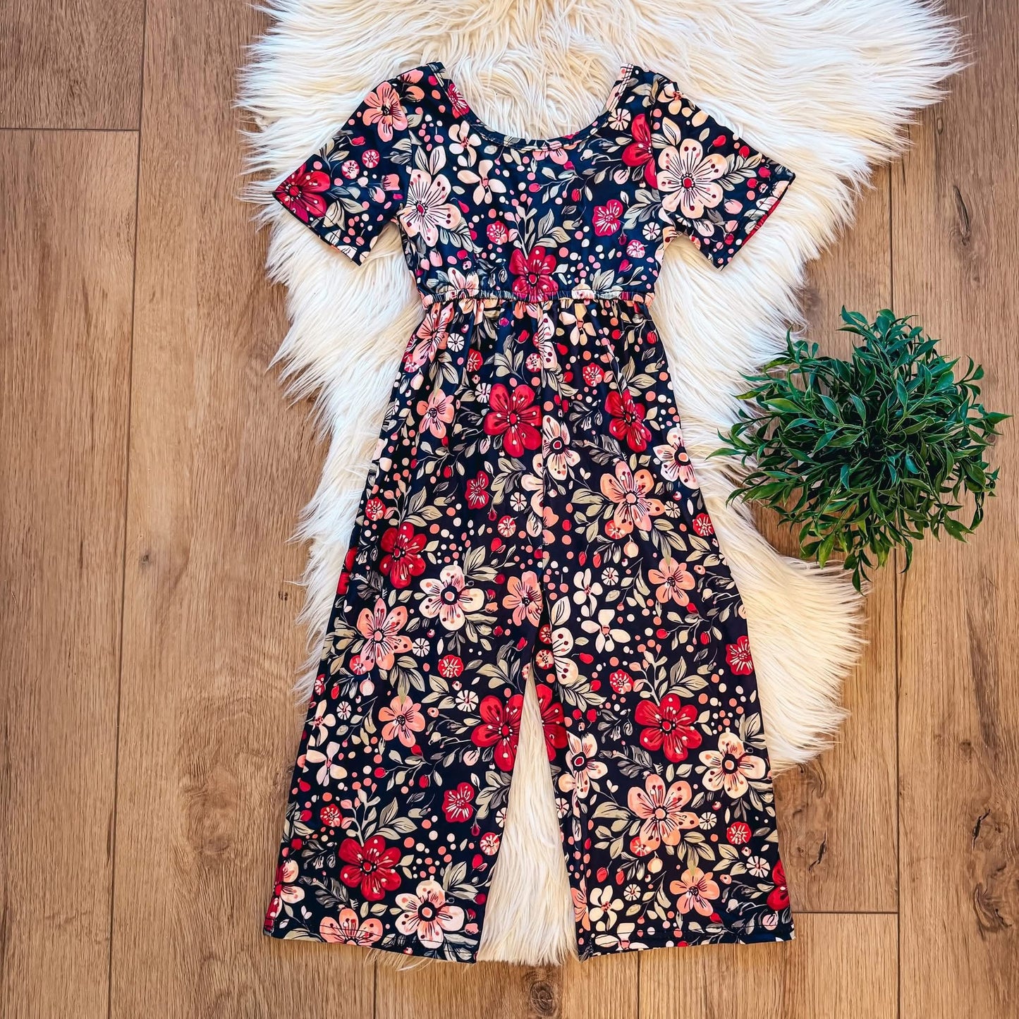 Deep Red Floral Jumpsuit By TwoCan