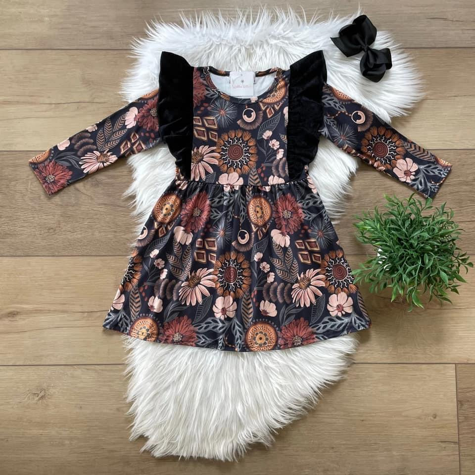 Boho Floral Long Sleeve Dress by TwoCan