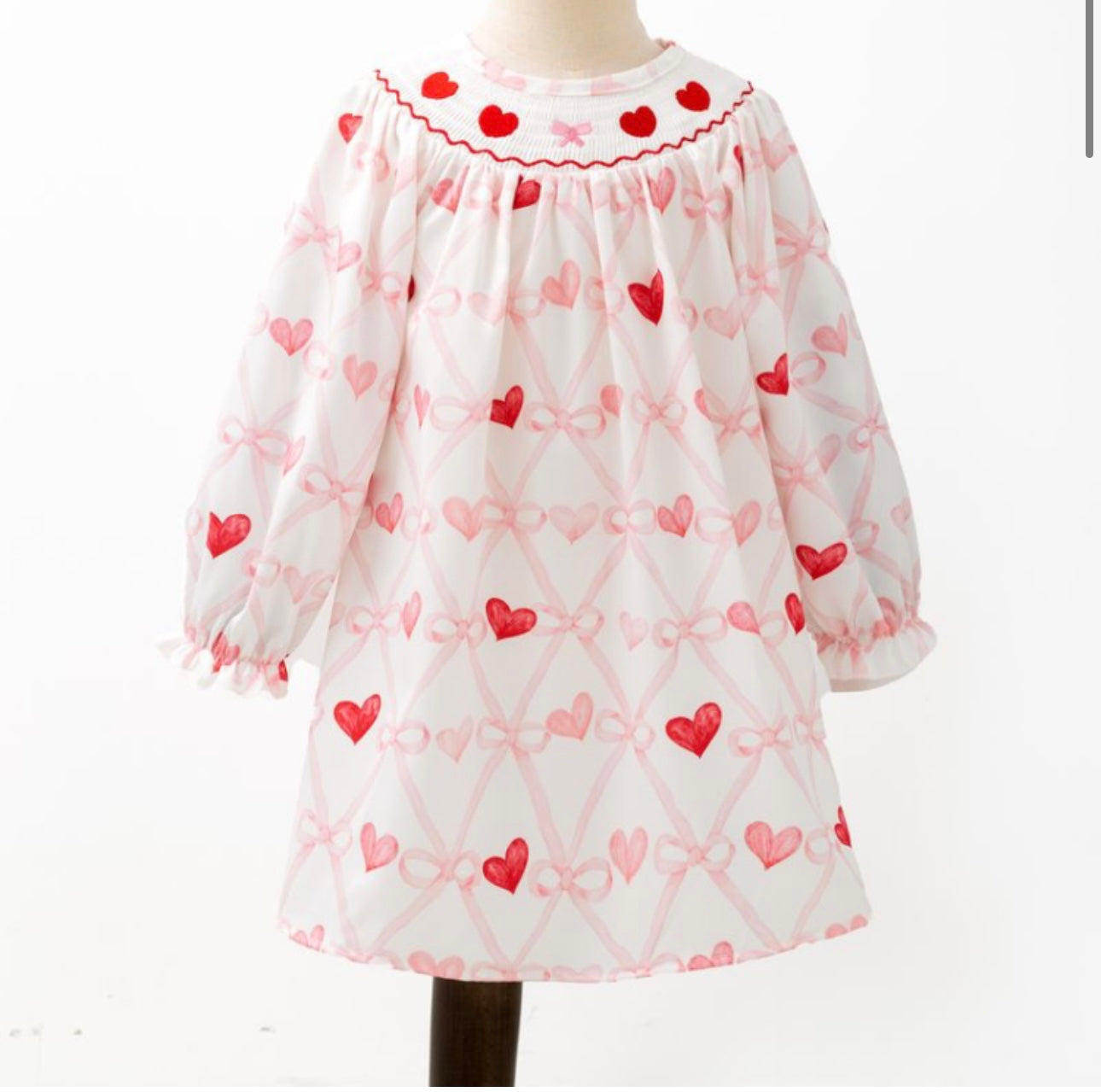 Bow Heart Smocked Dress By Clover Cottage