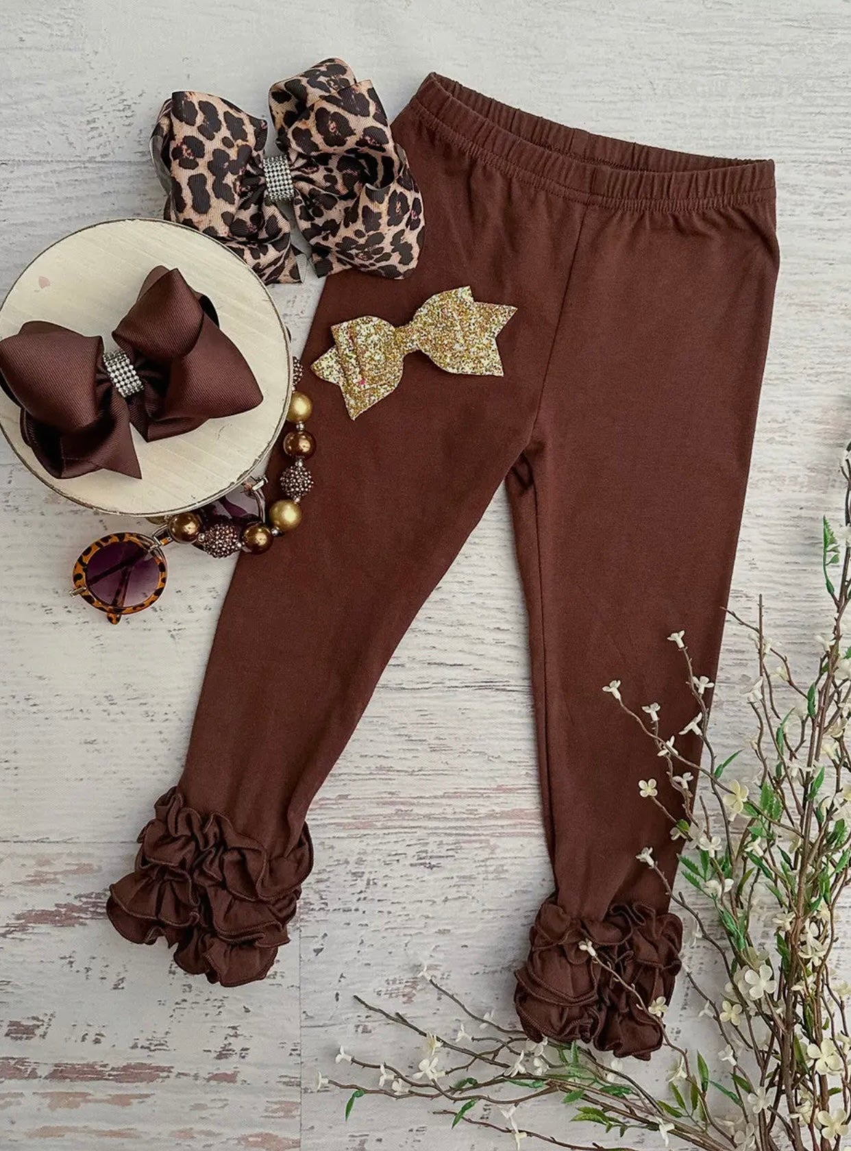 Solid Ruffled Fitted Icing Leggings