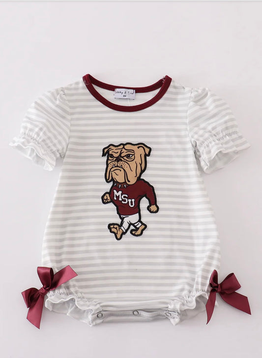 Maroon Mississippi Applique Stripe Bubble