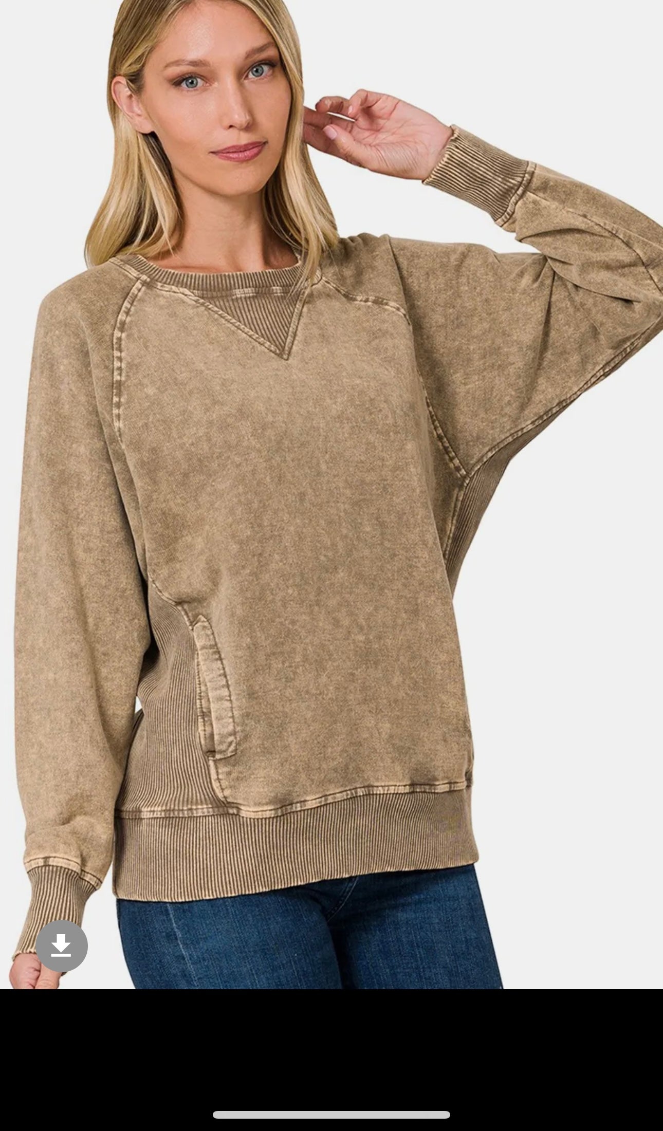 Zenana Pocketed Round Neck Sweatshirt