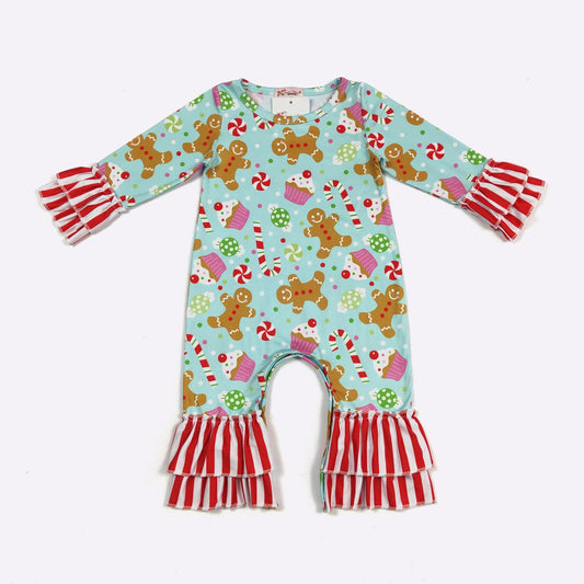 Aqua Gingerbread Infant Romper by Clover Cottage
