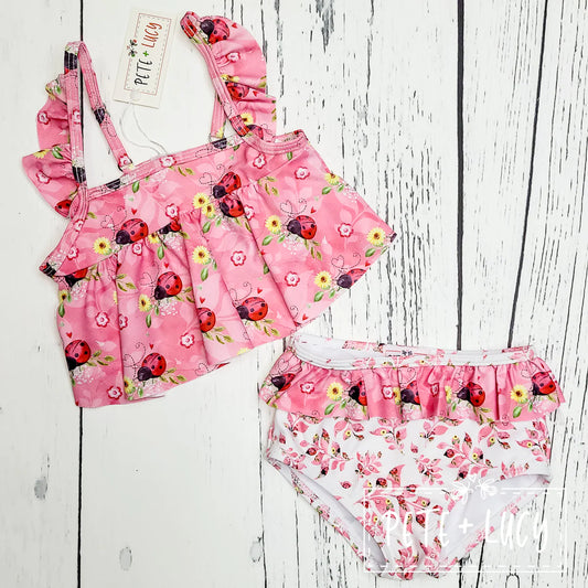 Sweet Ladybugs-Two Piece Swim- Short Sleeve by Pete + Lucy