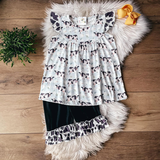 Pre-Order Gingham Cows Short Set by TwoCan