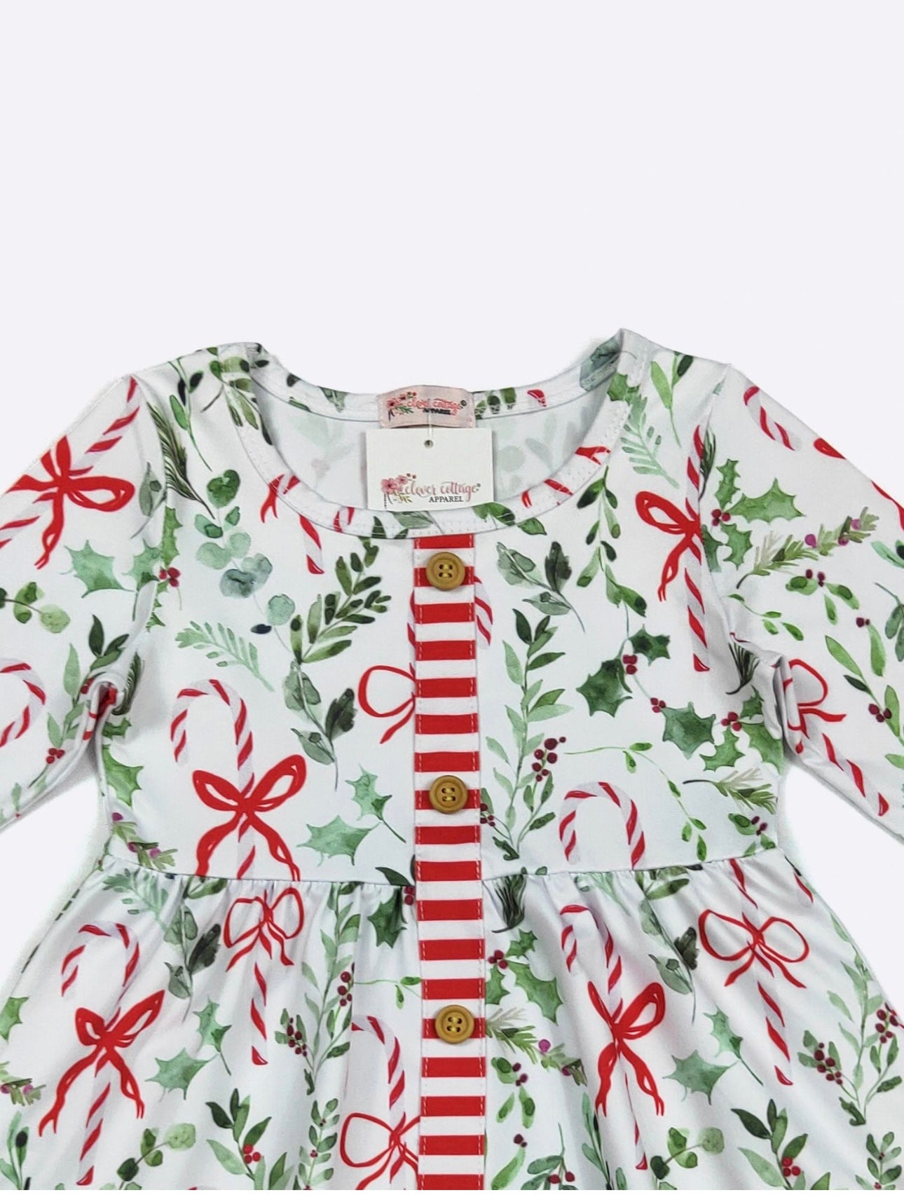 Whimsical Winter Candy Cane Dress By Clover Cottage