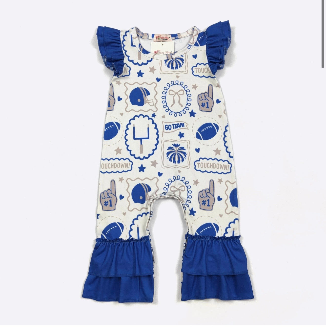 Blue Go Team Baby Romper By Clover Cottage