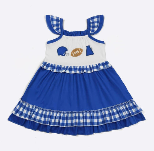 Team Spirit Girls Dress- Blue Embroidery