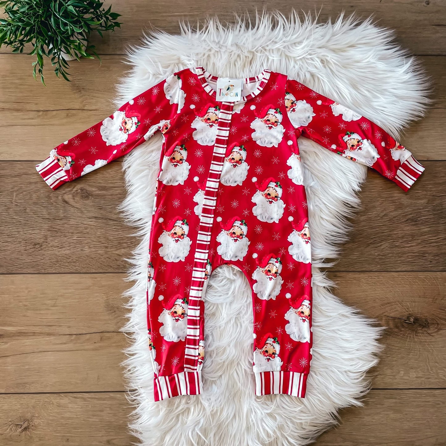 Red Vintage Santa Infant Romper By TwoCan