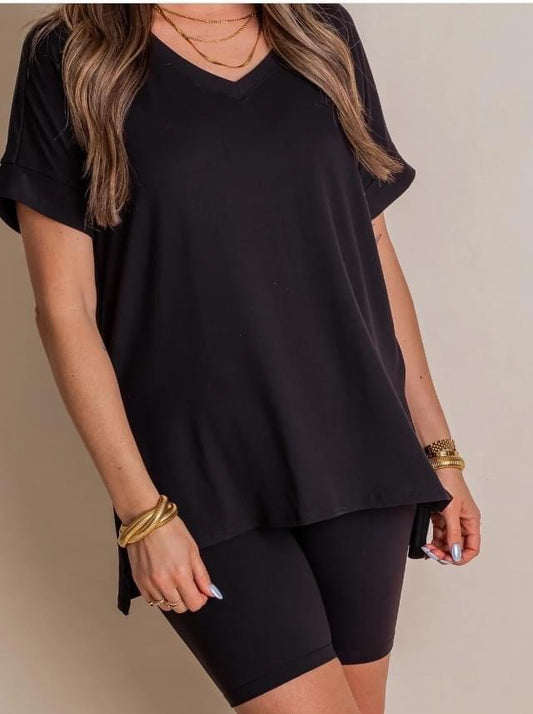 Zenana Black Short Set (Plus)