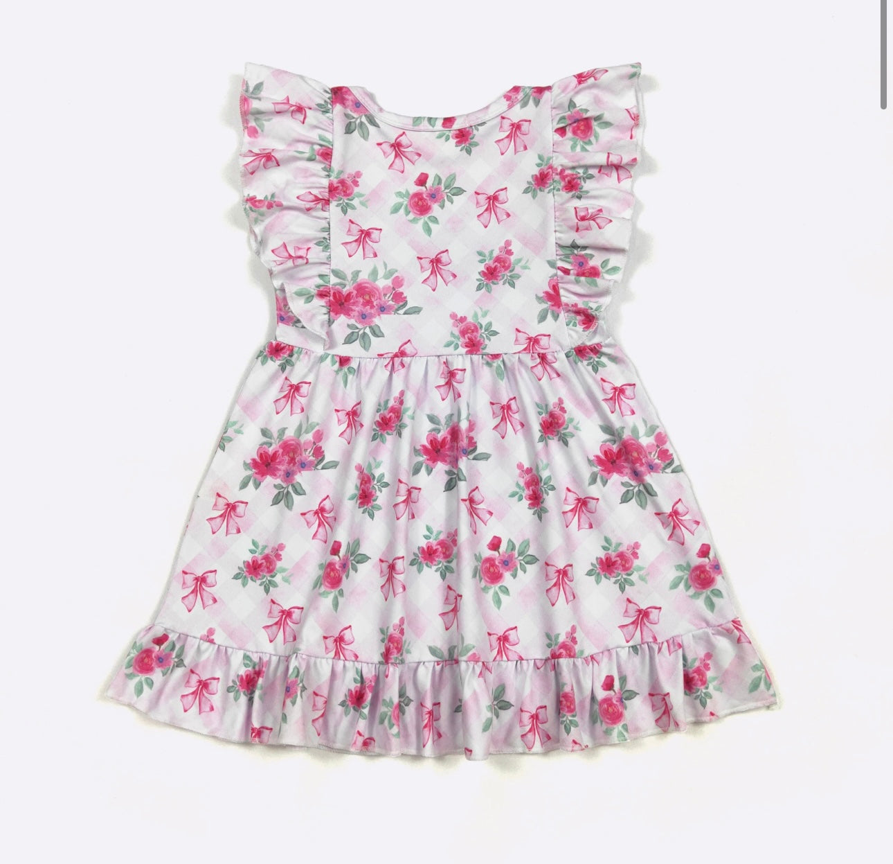 Floral Pink Lattice Girls Dress By Clover Cottage