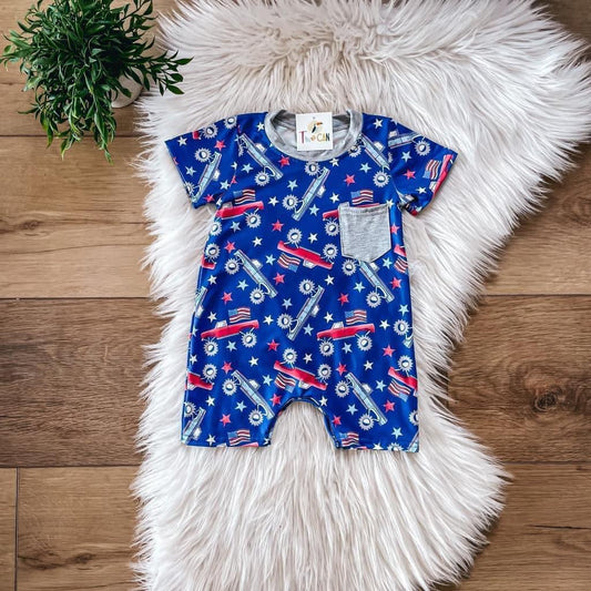 Patriotic Trucks Infant Romper by TwoCan