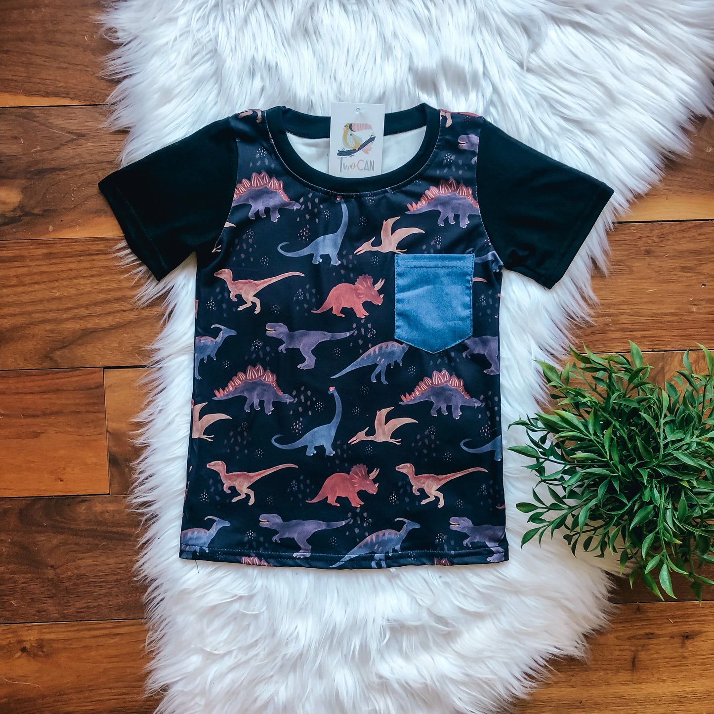 Denim Dino Pocket Tee by TwoCan