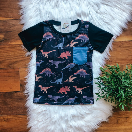 Denim Dino Pocket Tee by TwoCan