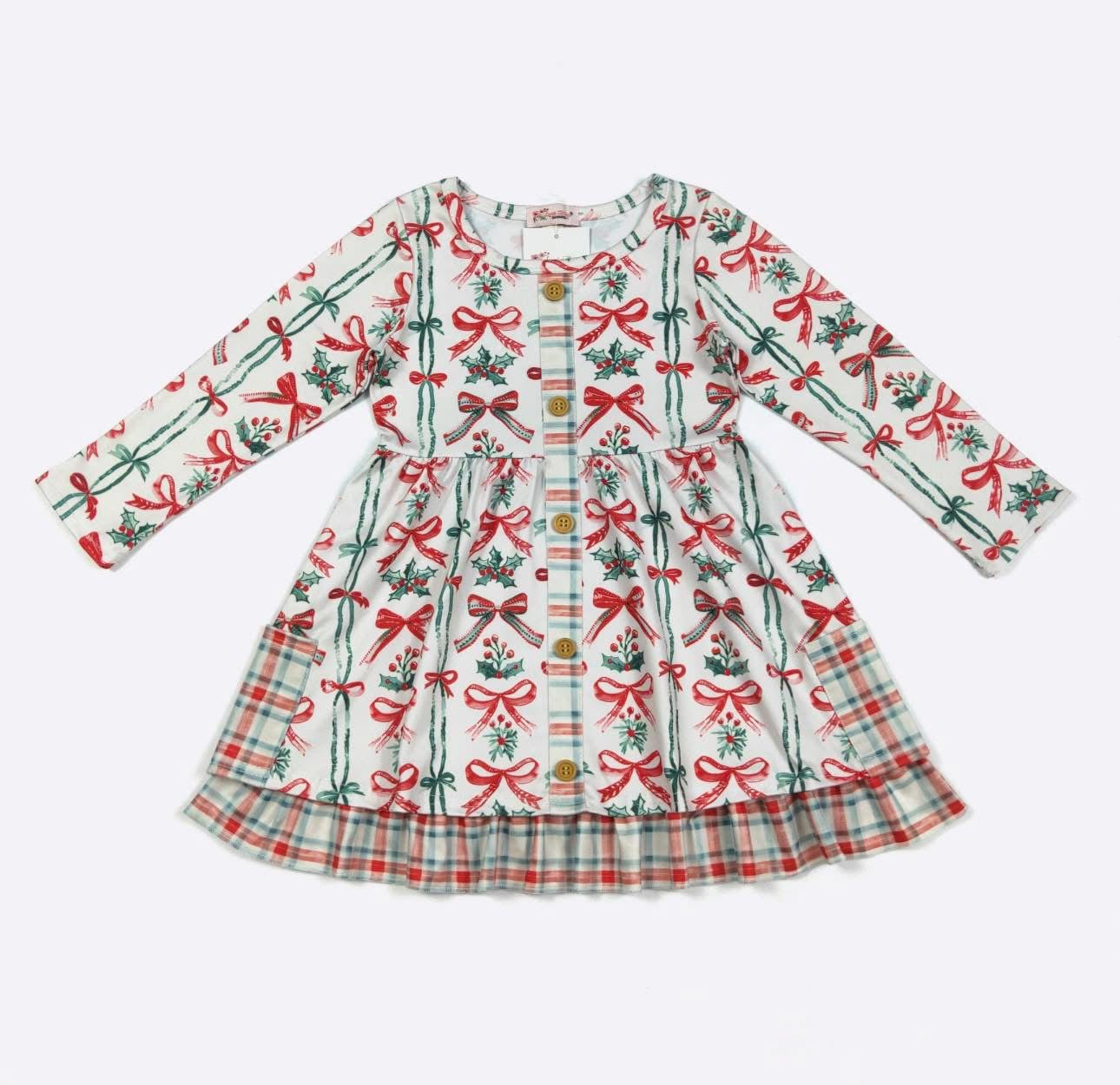 Berry Merry Bows Girls Dress By Clover Cottage