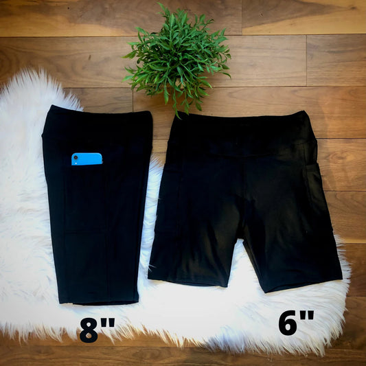 Black Bicycle Shorts With 8” Inseam