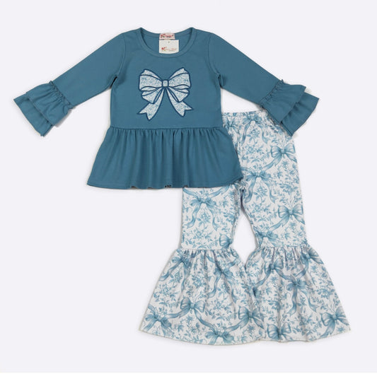 Bow Belle Embroidered Pants Set By Clover Cottage