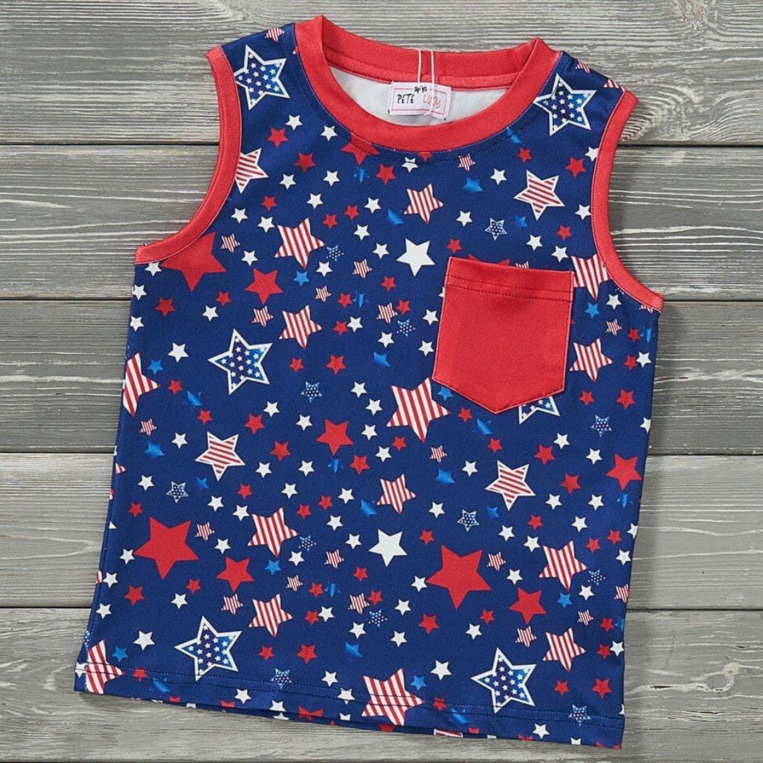 Star Spangled Boys Pocket Tank by Pete + Lucy