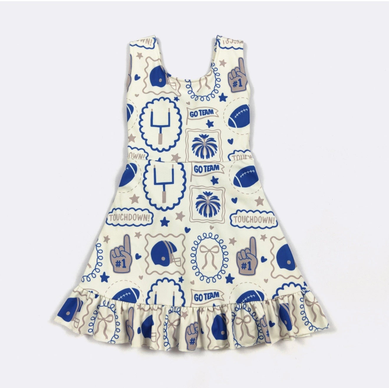Blue Go Team Girls Athletic Dress By Clover Cottage