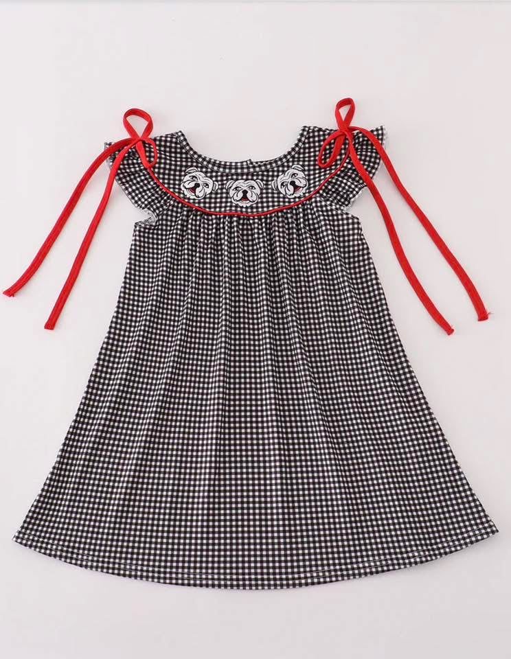 Georgia Bulldog Embroidered Plaid Dress