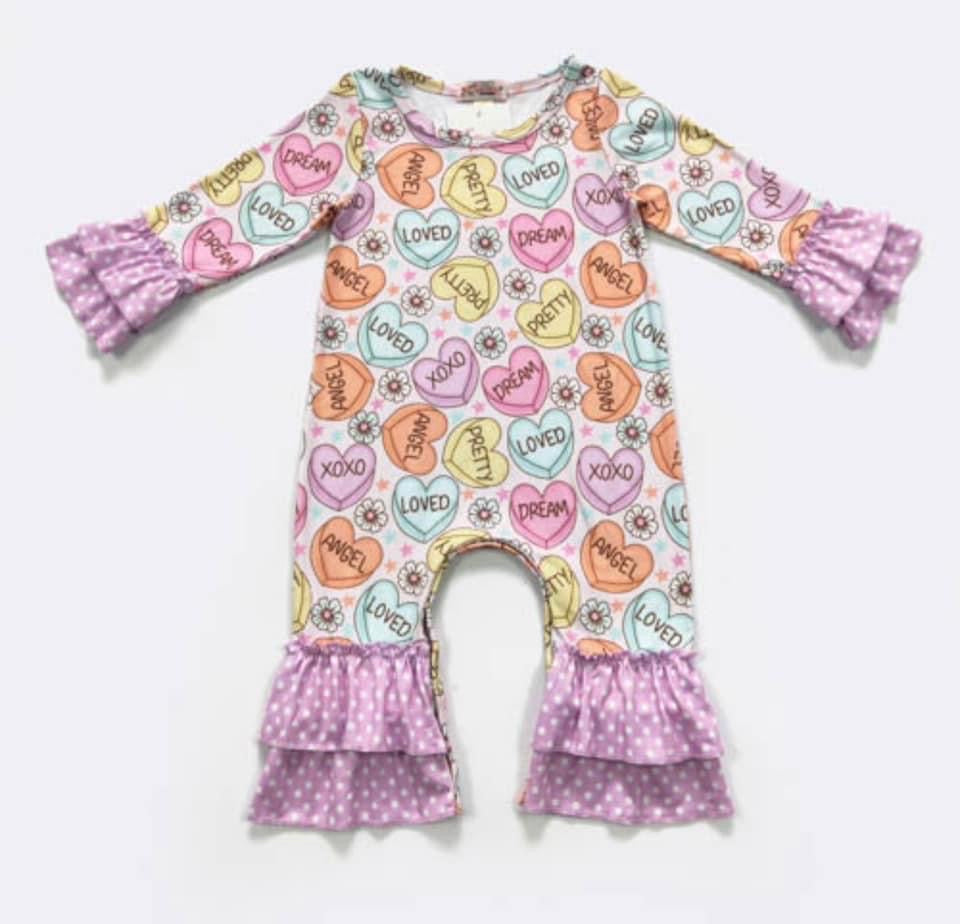 Candy Heart Infant Romper by Clover Cottage