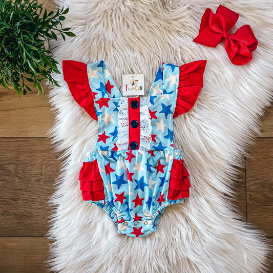 Americana Stars Infant Bubble Romper by TwoCan