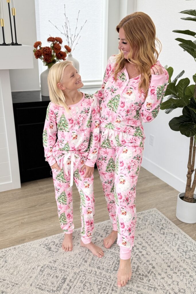 Pink Santa Jogger Set By Shirley & Stone (youth)
