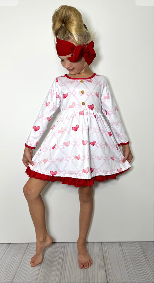 Coquette Heart Girls Dress By Clover Cottage