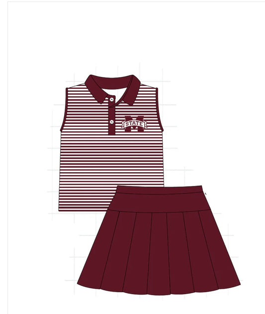 Maroon Mississippi Embroidered Tennis Set