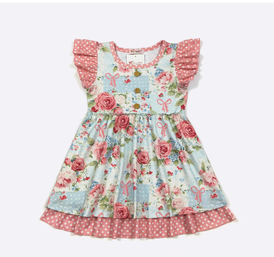 Rose Patch Girls Dress By Clover Cottage