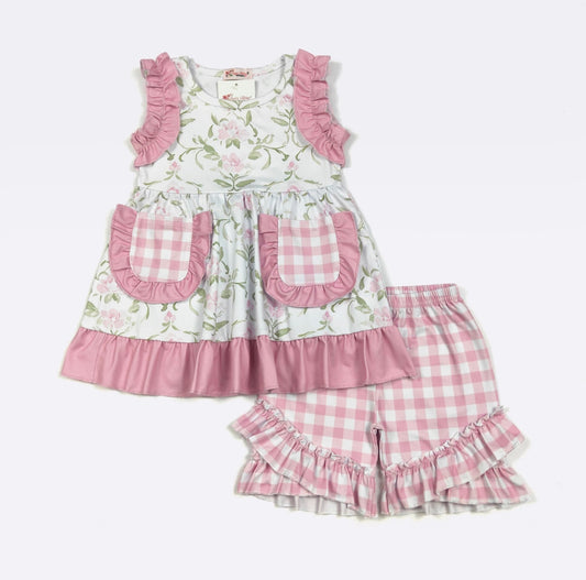 Rose Vine Girls Short Set By Clover Cottage