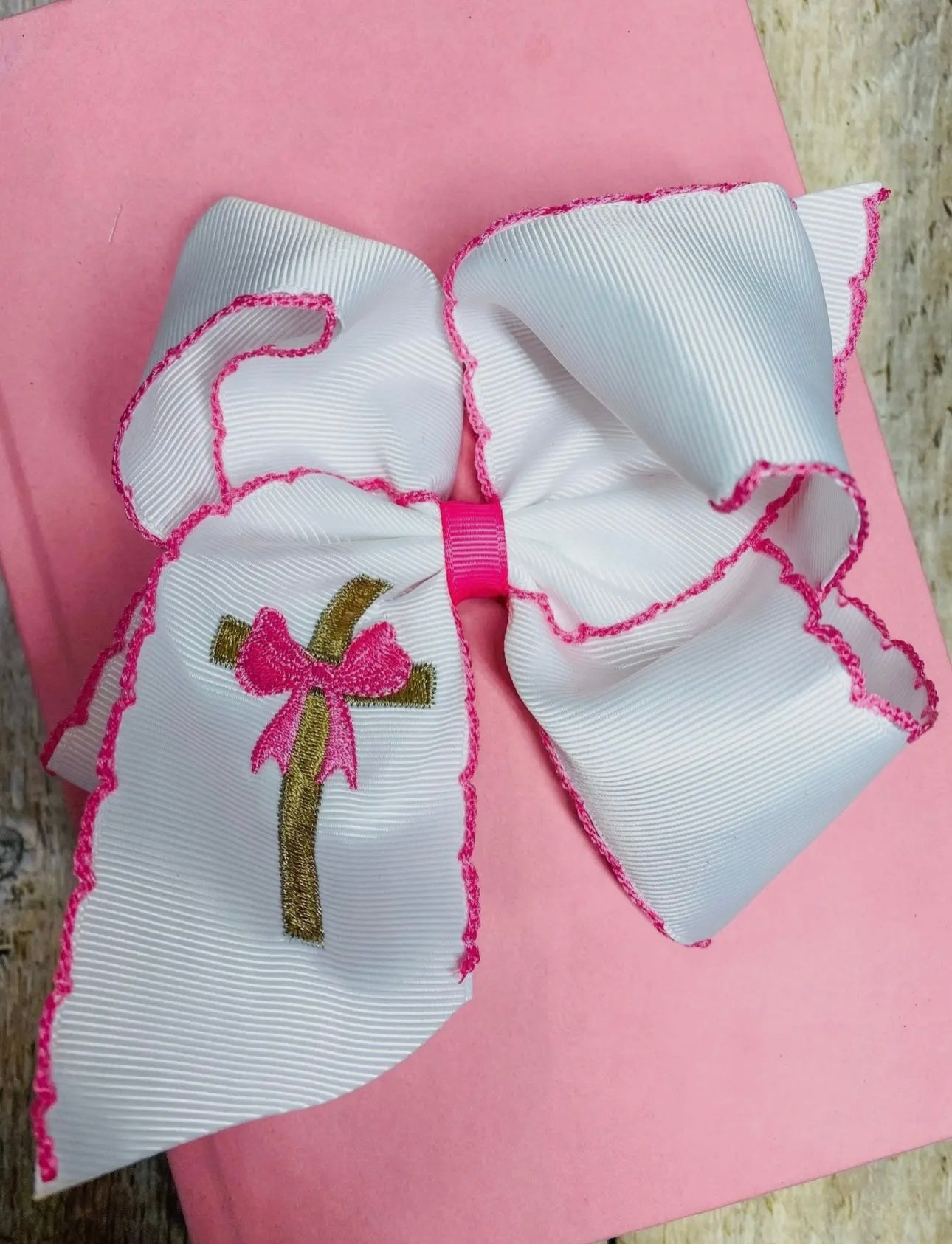 Cross Moonstitch Embroidered Bow