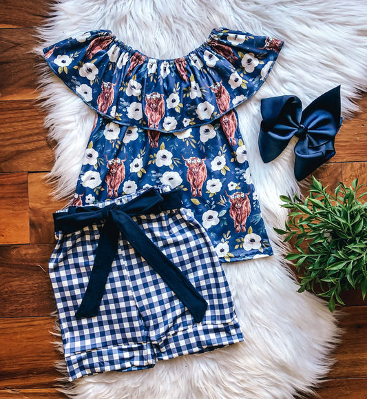 Sweet Highland Cow Short Set by Wellie Kate