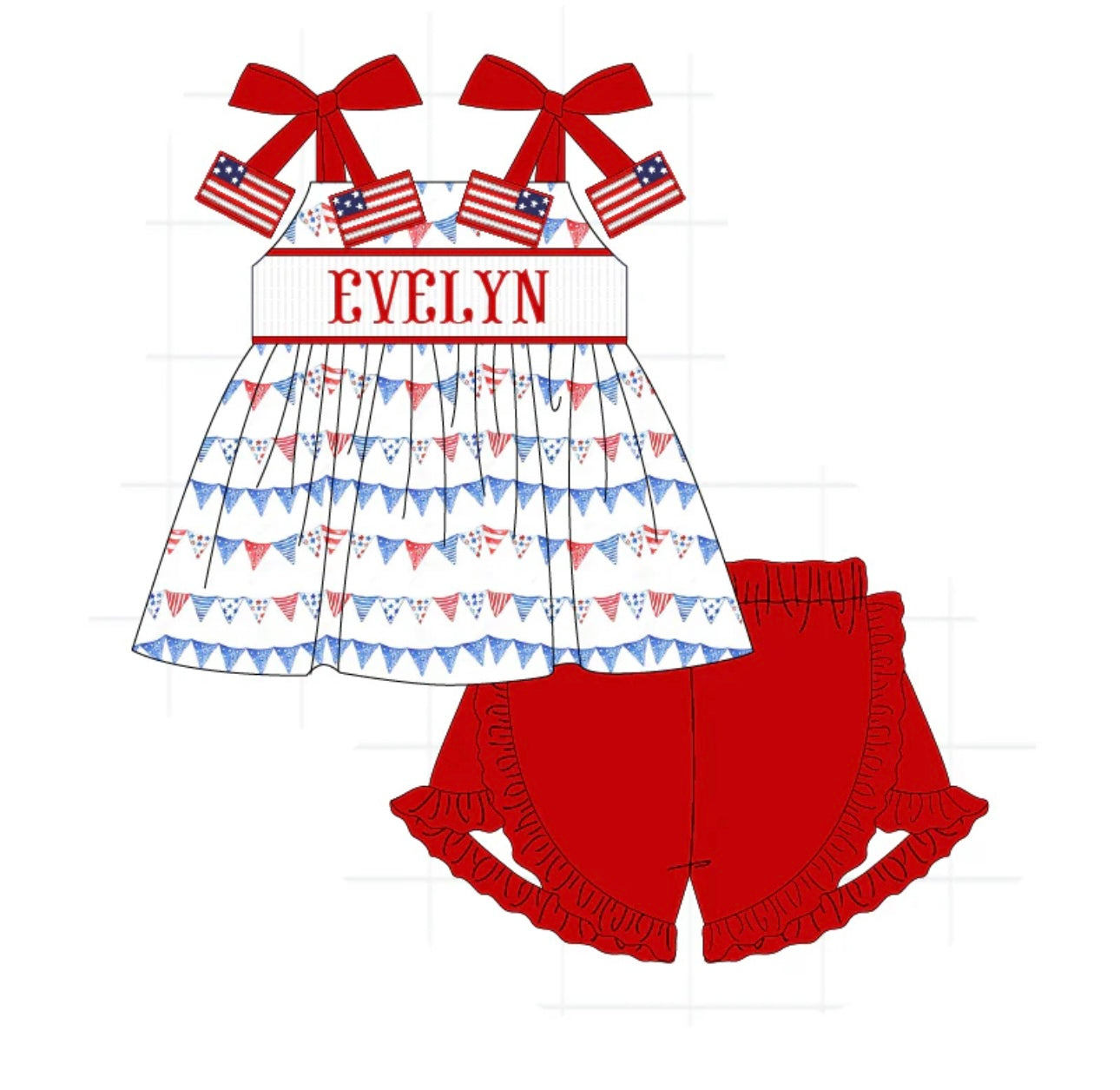 Pre-Order Patriotic Names Girls Short Set