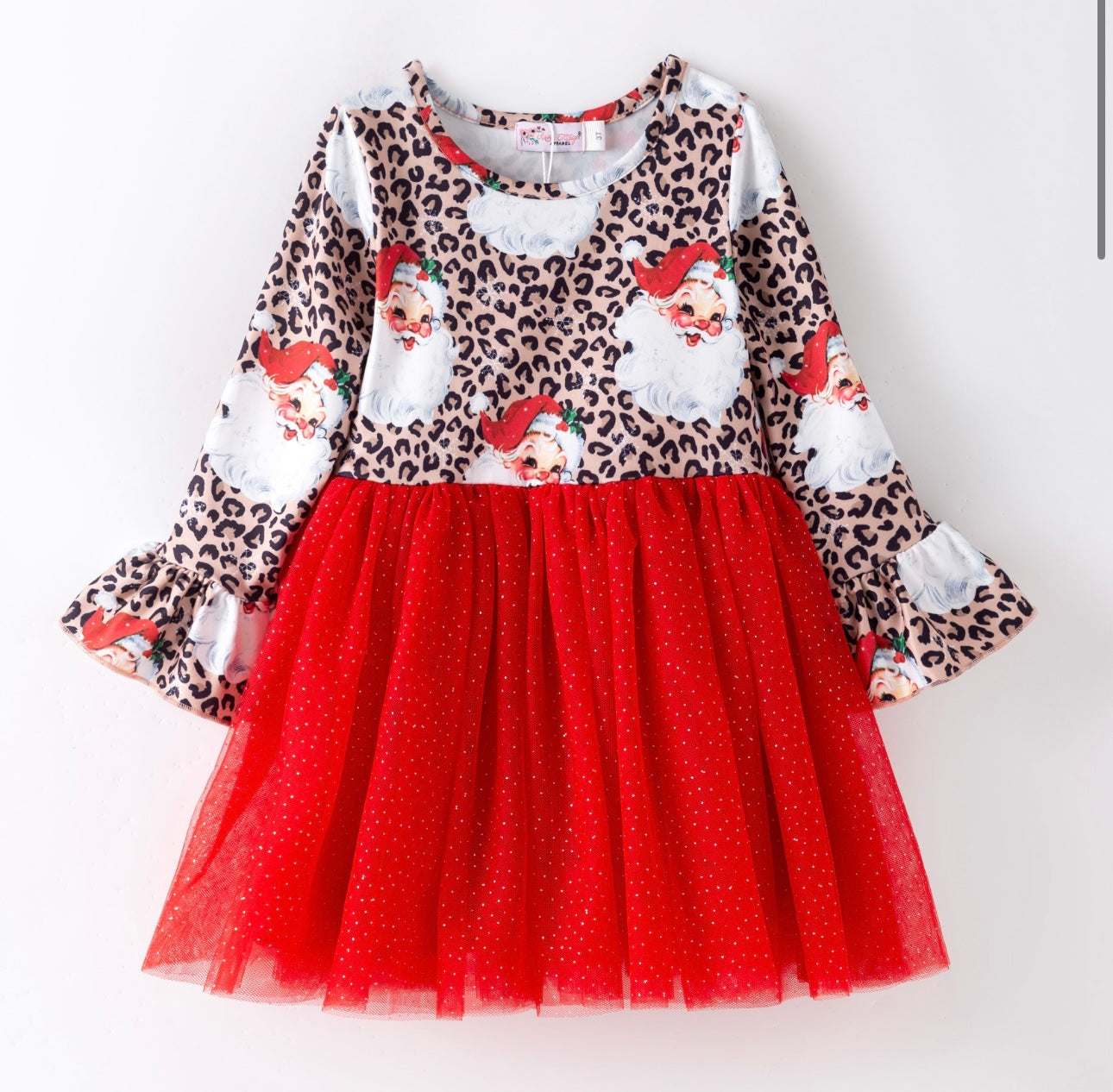 Red Leopard Santa Tulle Dress By Clover Cottage